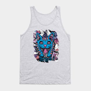 Crazy cat - Catsondrugs.com - rave, edm, festival, techno, trippy, music, 90s rave, psychedelic, party, trance, rave music, rave krispies, rave flyer T-Shirt Tank Top